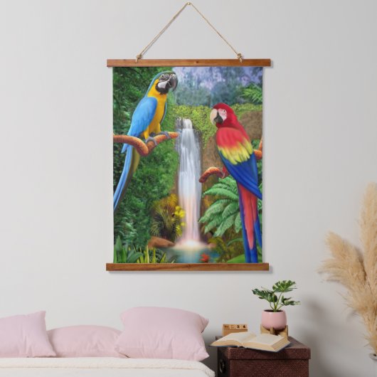 Macaw Tropische parrots Hangend Wandkleed (Slaapkamer)