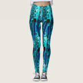 Macaw vether design in blauw, abstract leggings (Voorkant)