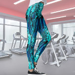 Macaw vether design in blauw, abstract leggings<br><div class="desc">Veer voor jou! Op basis van mijn originele foto heb ik dit coole vederontwerp gemaakt. Voor alle vogelliefhebbers en iedereen die het leuk vindt,  BLUE :) Ideaal voor je werk!!</div>
