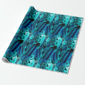Macaw vether design in blauw, waterverf abstract cadeaupapier (Uitgerold)