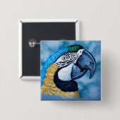 Macaw Vierkante Button 5,1 Cm (Voorkant /achterkant)
