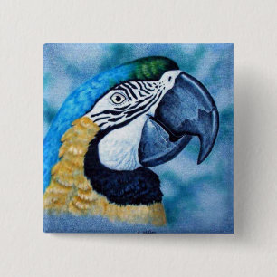 Macaw Vierkante Button 5,1 Cm