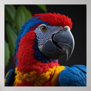 Macaw vogel 3D hoge detail levendige kleur Poster