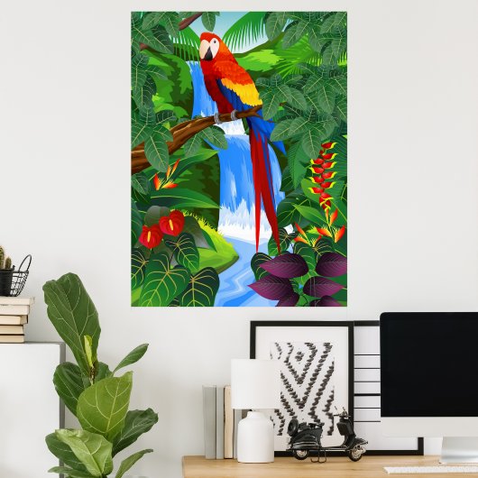 Macaw vogelillustratie poster (Thuiskantoor)