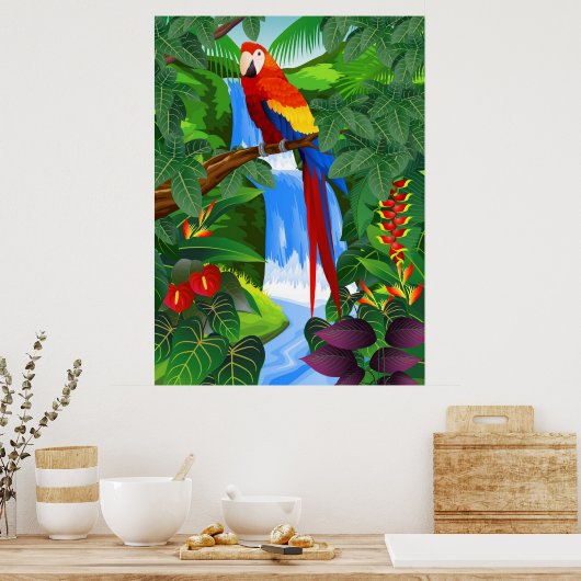 Macaw vogelillustratie poster (Keuken)