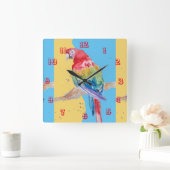 Macaw Waterverf Parrot Bird Childrens Room Clock Vierkante Klok (Huis)