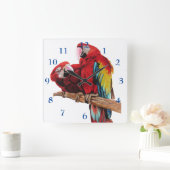 Macaw Waterverf Parrot Bird Childrens Room Clock Vierkante Klok (Huis)
