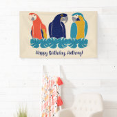 Macaws Illustraties Tropische Geachte Partij Spandoek (Insitu)