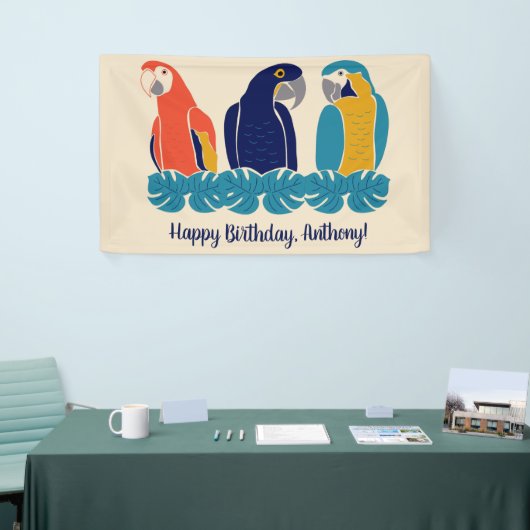 Macaws Illustraties Tropische Geachte Partij Spandoek (Beurs)