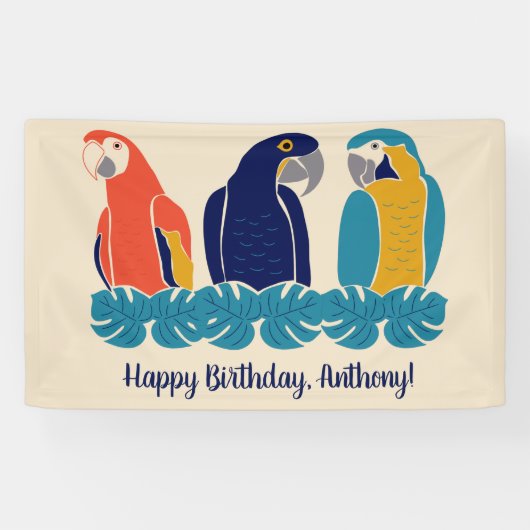 Macaws Illustraties Tropische Geachte Partij Spandoek (Horizontaal)