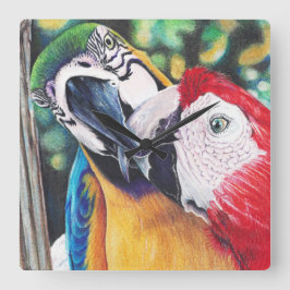 Macaws-klok Vierkante Klok
