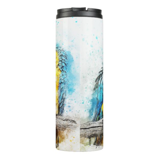 Macaws op vertakkerthermische getumbler thermosbeker (Achterkant)