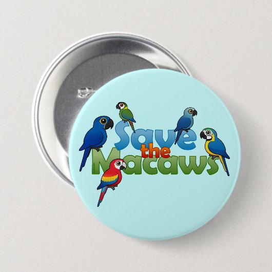 Macaws opslaan ronde button 7,6 cm (Voorkant /achterkant)