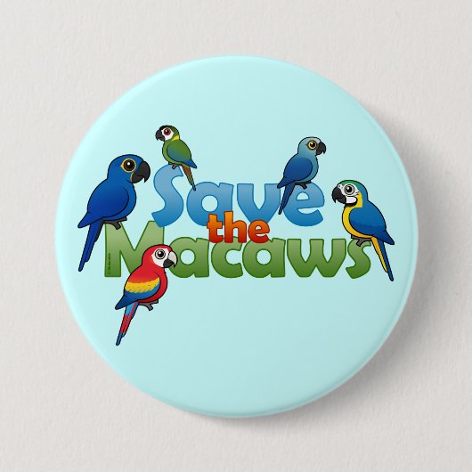 Macaws opslaan ronde button 7,6 cm (Voorkant)
