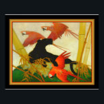 "Macaws & Panther" Stark Davis Art Deco Print<br><div class="desc">Colorful Art Deco Print door Stark Davis getiteld Macaws & Panther. ca. 1920</div>