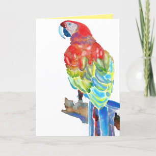 Macaws Red Green Blue Parrot Waterverf Card Kaart