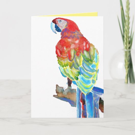 Macaws Rood Groen Blauw Papegaai Aquarel Kaart (Voorkant)