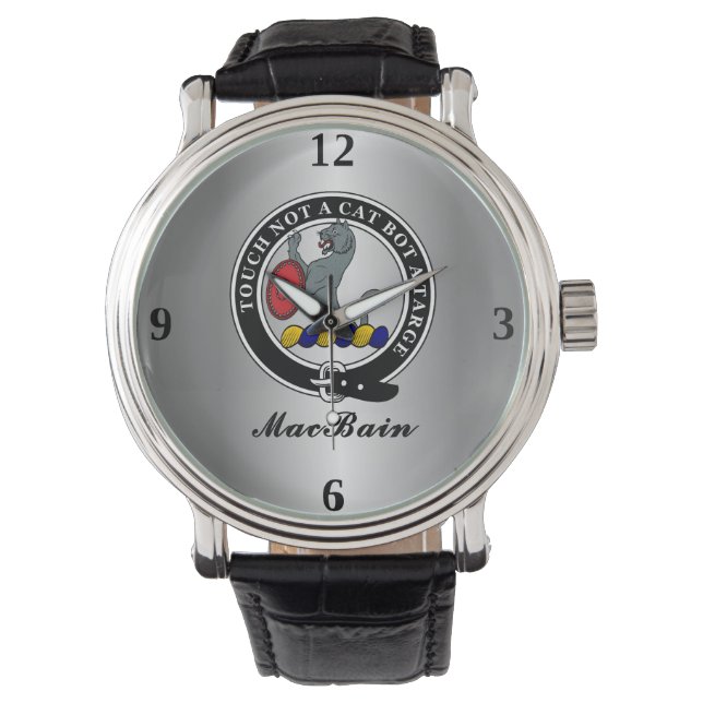 MacBain Clan Badge Gepersonaliseerd Horloge (Voorkant)
