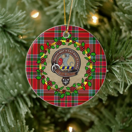 MacBain Clan Badge & Tartan Gepersonaliseerde Kers Keramisch Ornament (Boom)