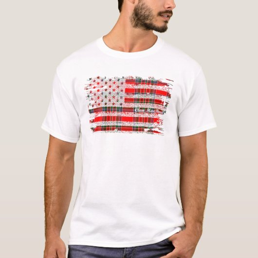 Macbean Achternaam Amerikaanse Vlag Schotse Clan T T-shirt (Voorkant)