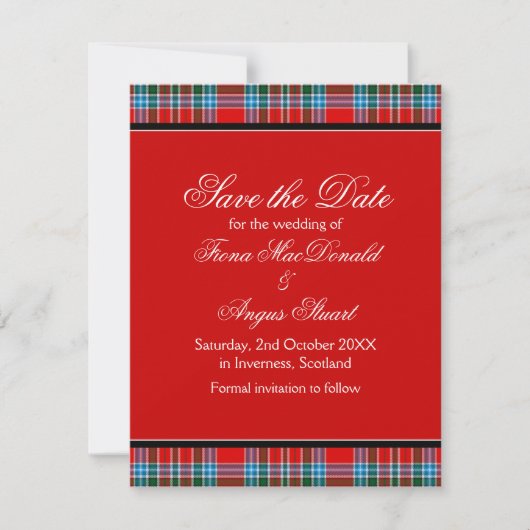 MacBean Ancient Tartan Wedding Save the Date Kaart (Voorkant)