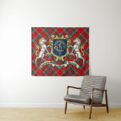 MacBean Clan Badge & Eenhoorns met tartan  Wandkleed (In Situ (horizontaal))