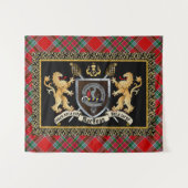 MacBean Clan Badge & Motto w/Lions Wandkleed (Voorkant (horizontaal))