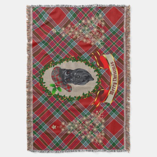 MacBean Scottie Dog kerstdrow Blanket Deken (Voorkant Verticaal)