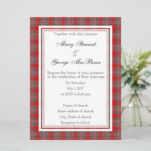 MacBean Scottish Wedding Invitation Kaart (Staand voorkant)