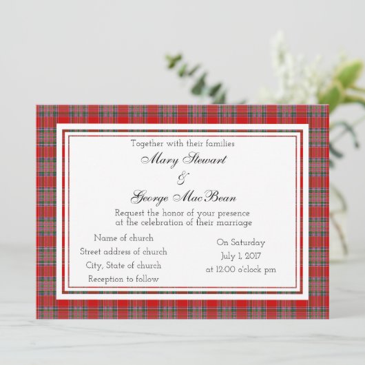 MacBean Scottish Wedding Invitation Kaart (Staand voorkant)