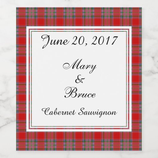 MacBean Scottish Wedding Wine Label Wijn Etiket (Enkel label)
