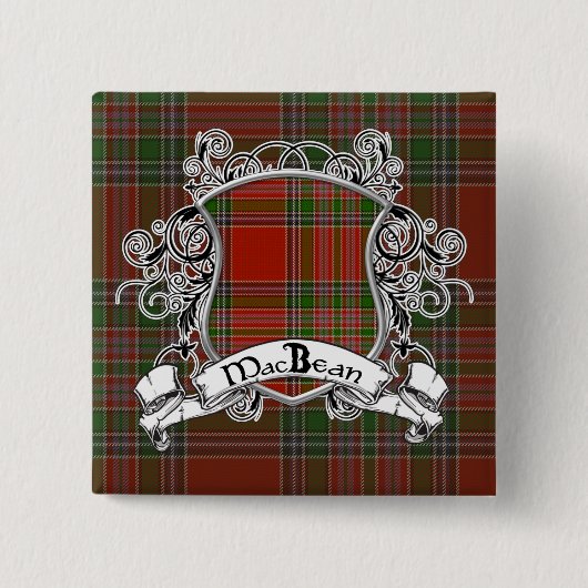 MacBean Tartan Shield Vierkante Button 5,1 Cm (Voorkant)