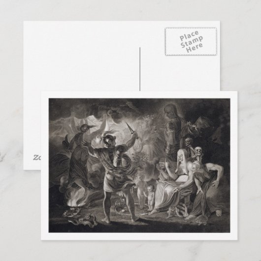 Macbeth, de drie heksen en de Hecate in Wet IV, S Briefkaart (Voorkant / Achterkant)