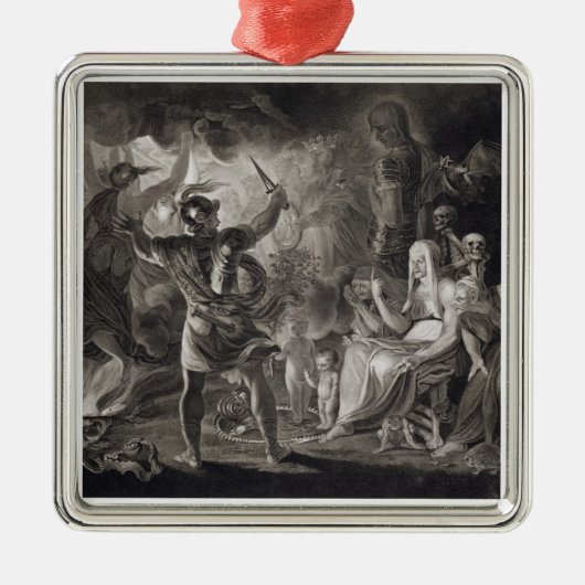 Macbeth, de drie heksen en de Hecate in Wet IV, S Metalen Ornament (Voorkant)