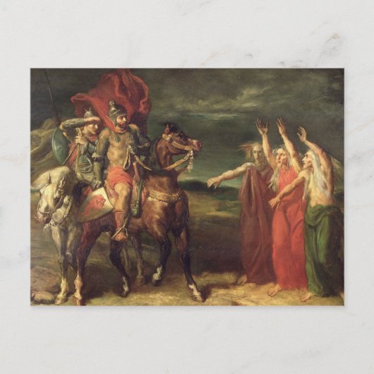 Macbeth en de drie heksen, 1855 briefkaart (Voorkant)