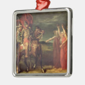 Macbeth en de drie heksen, 1855 metalen ornament (Links)