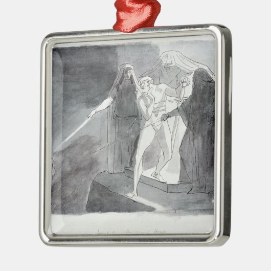 Macbeth en het gewapende hoofd metalen ornament (Links)