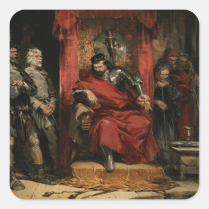 Macbeth instrueert de moordenaars vierkante sticker