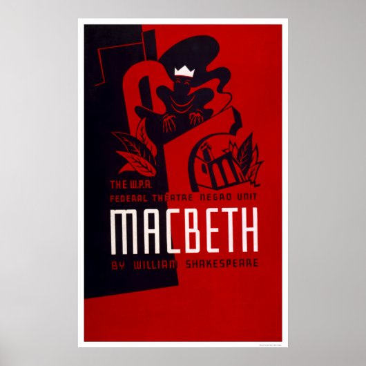 Macbeth Negro Theater 1937 WPA Poster (Voorkant)