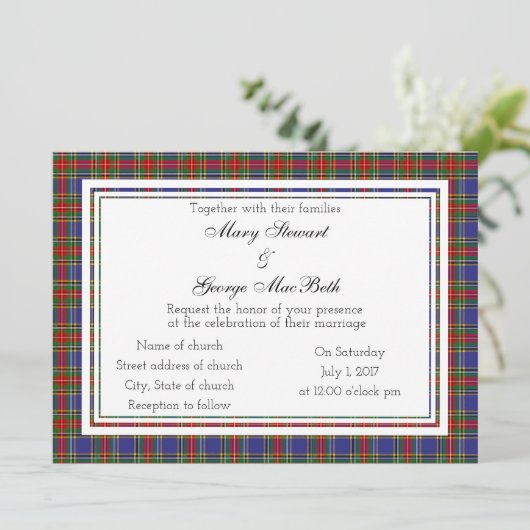 MacBeth Scottish Wedding Invitation Kaart (Staand voorkant)