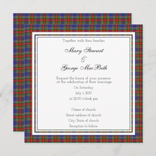 MacBeth Scottish Wedding Square Invitation Kaart (Voorkant / Achterkant)