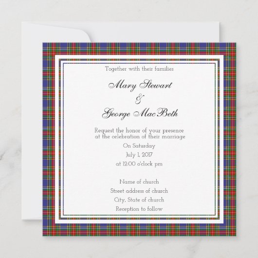 MacBeth Scottish Wedding Square Invitation Kaart (Voorkant)