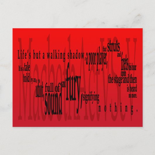 Macbeth Shakespeare, het leven maar een wandelende Briefkaart (Voorkant)