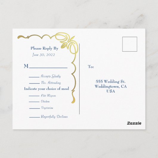 MacBeth Tartan Briefkaart Wedding Response (Achterkant)