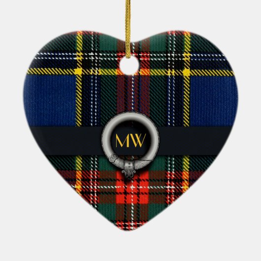 Macbeth Tartan - Monogram Keramisch Ornament (Achterkant)