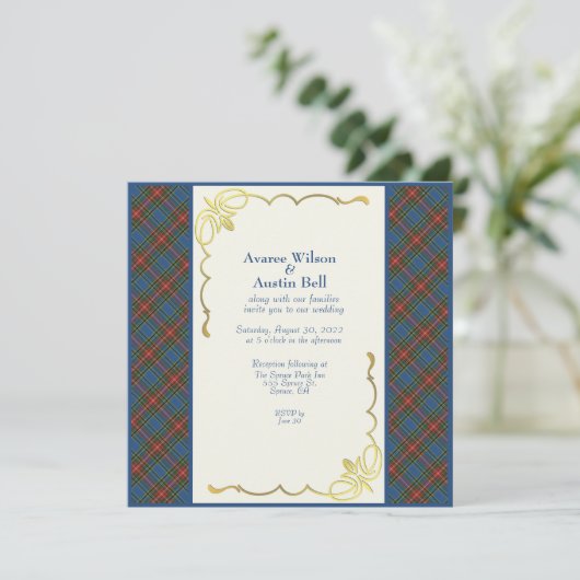MacBeth Tartan Pset Wedding Kaart (Staand voorkant)