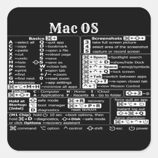 Macbook Mac OS-sneltoetsen voor laptop met vallei Vierkante Sticker