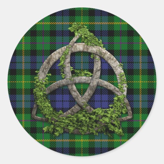 MacBride Tartan en Celtic Trinity Knot Ronde Sticker (Voorkant)