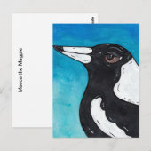 Macca the Magpie Briefkaart (Voorkant / Achterkant)
