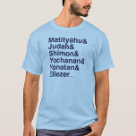 Maccabee Names T-shirt<br><div class="desc">De namen van de Maccabee broers,  helden van het Hanoekaverhaal,  in een gedurfde,  heupstijl.</div>